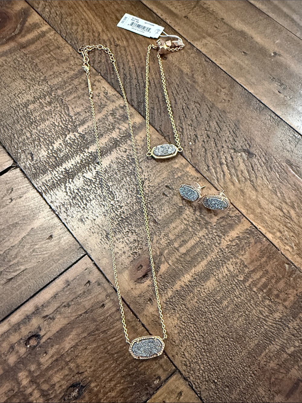 Kendra Scott Gold-Tone Pavé Druzy Necklace and Stud Earring Set